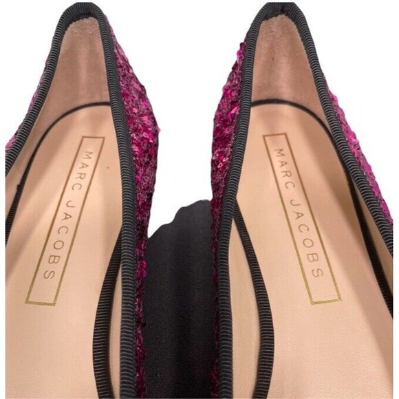 Marc Jacobs Sequins Interlock Bow Leather Ballet Flats Formal Chic EU38 US8 NEW - Picture 7 of 14